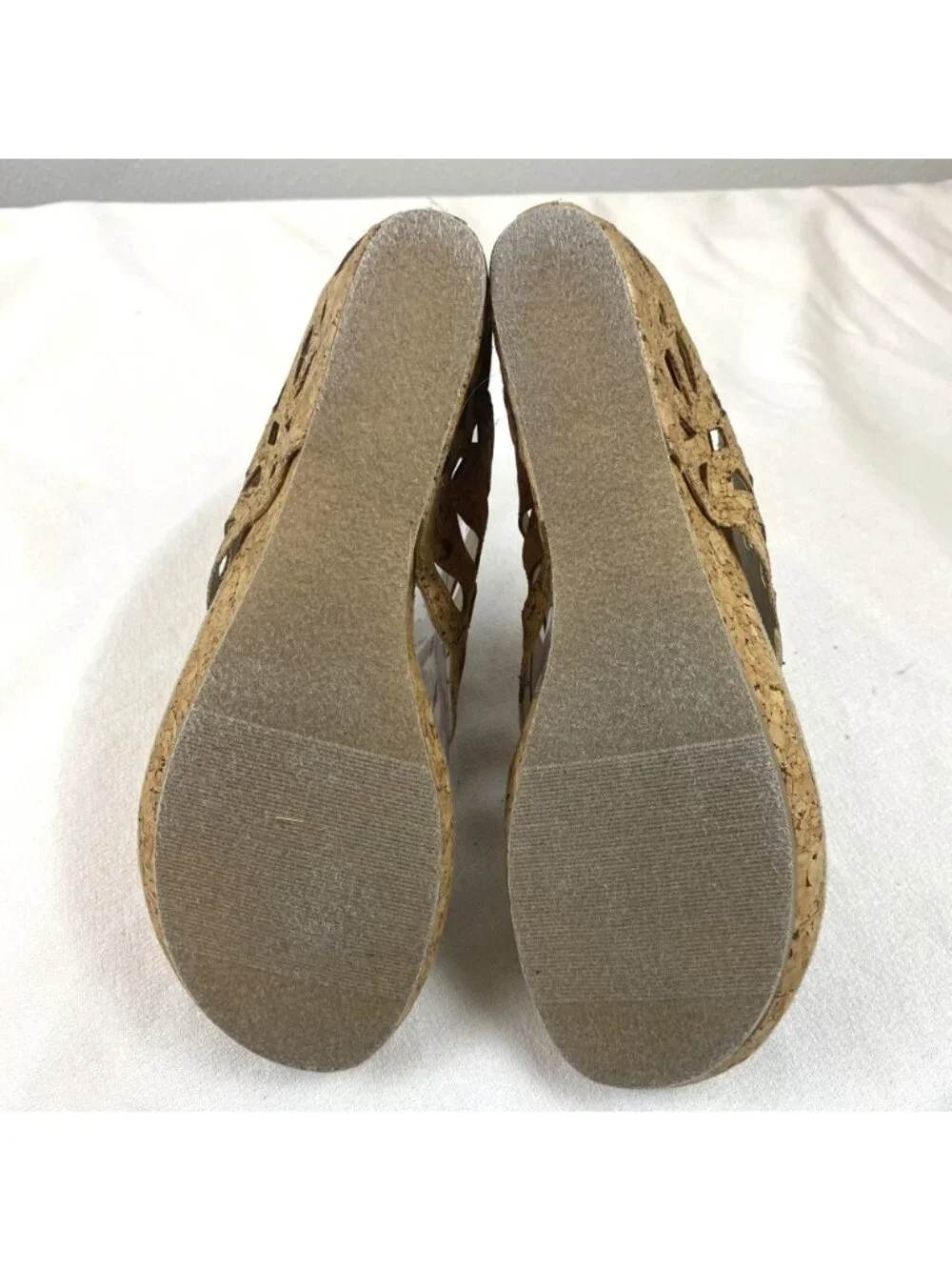Duck Head Women's Tan Slip-On Cork Dressy Open Toe Wedge Sandals 3